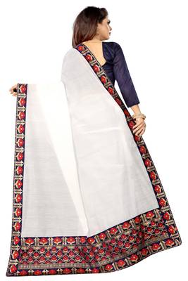 White woven chanderi saree with blouse 3