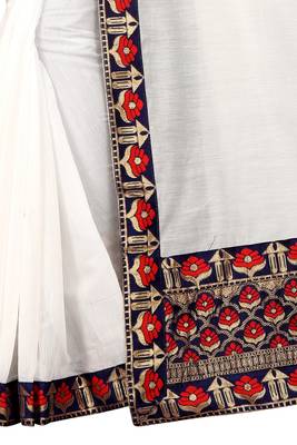 White woven chanderi saree with blouse 4