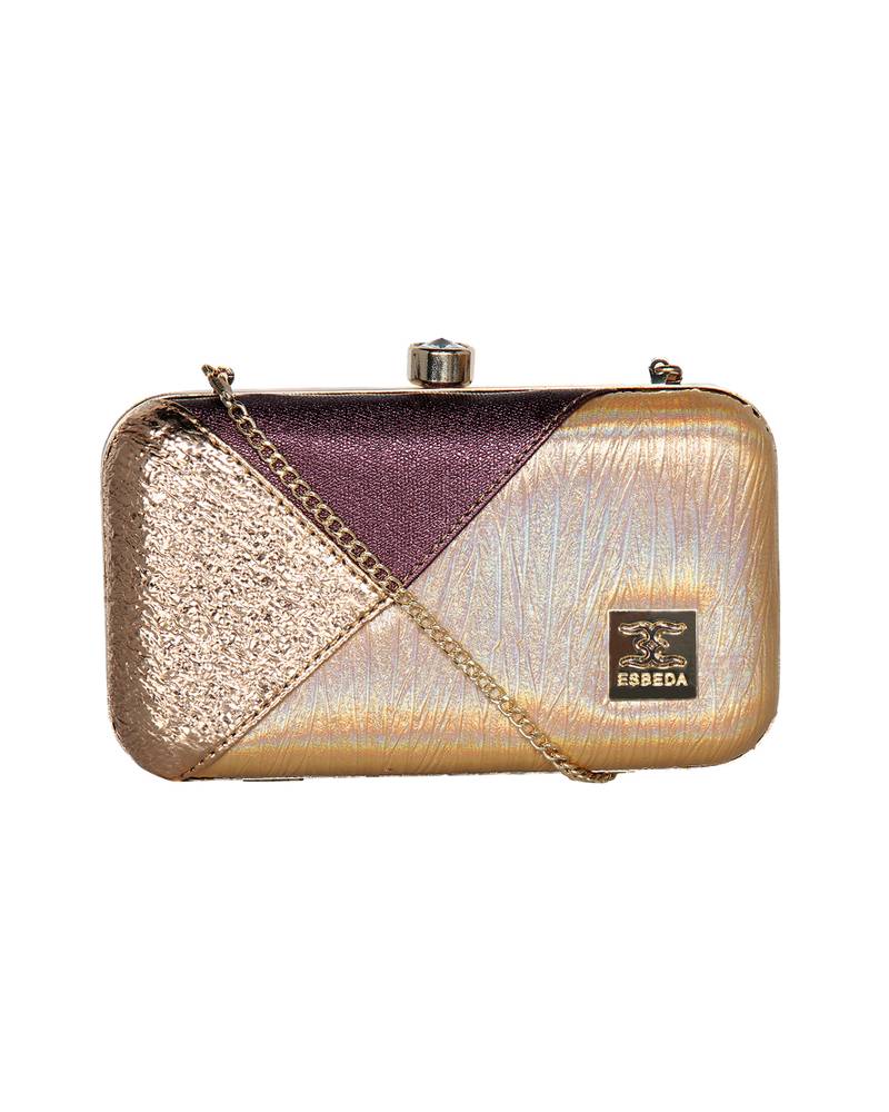 Esbeda Copper Color self Designed Glammer box clutch For Women