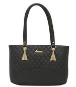 Esbeda Black Checks Pu Synthetic Fabric Handbag For Women