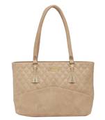 Esbeda Beige Checks Pu Synthetic Fabric Handbag For Women