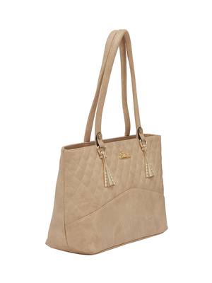 Esbeda Beige Checks Pu Synthetic Fabric Handbag For Women 2