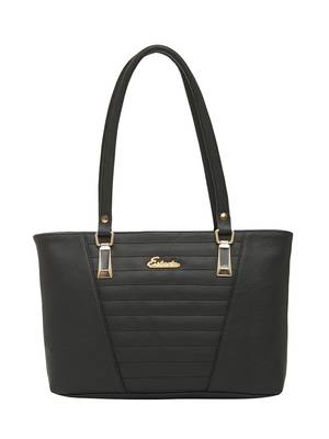 Esbeda Black Checks Pu Synthetic Fabric Handbag For Women 1