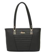 Esbeda Black Checks Pu Synthetic Fabric Handbag For Women