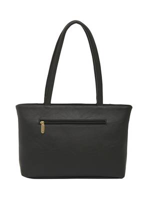 Esbeda Black Checks Pu Synthetic Fabric Handbag For Women 4