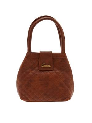 Esbeda Brown Checks Pu Synthetic Material Handbag For Women 1