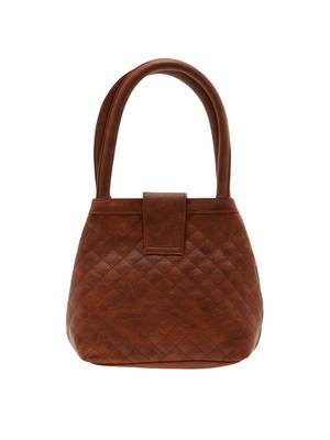 Esbeda Brown Checks Pu Synthetic Material Handbag For Women 4
