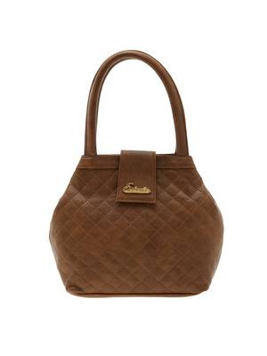 Esbeda Brown Checks Pu Synthetic Material Handbag For Women 1