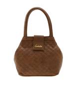 Esbeda Brown Checks Pu Synthetic Material Handbag For Women