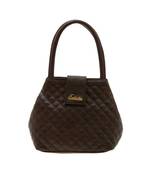 Esbeda Dark Brown Checks Pu Synthetic Material Handbag For Women