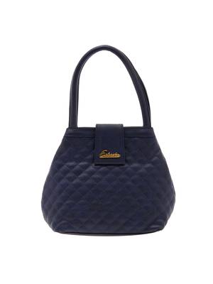 Dark Blue Checks Pu Synthetic Material Handbag For Women 1