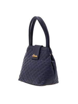 Dark Blue Checks Pu Synthetic Material Handbag For Women 2