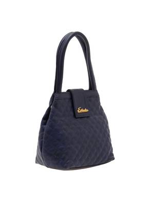 Dark Blue Checks Pu Synthetic Material Handbag For Women 3