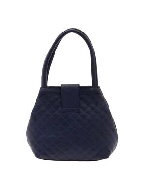 Dark Blue Checks Pu Synthetic Material Handbag For Women 4