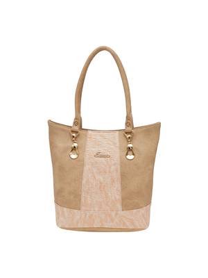 Esbeda Beige Solid Pu Synthetic Material Handbag For Women 1