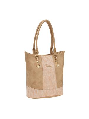 Esbeda Beige Solid Pu Synthetic Material Handbag For Women 2