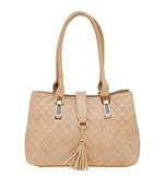 Esbeda Beige Checkered Pu Synthetic Material Handbag For Women