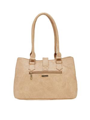 Esbeda Beige Checkered Pu Synthetic Material Handbag For Women 4