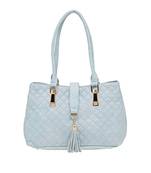 Esbeda Blue Checkered Pu Synthetic Material Handbag For Women