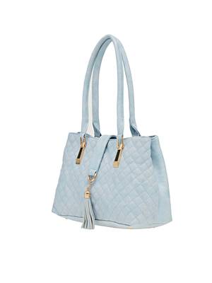 Esbeda Blue Checkered Pu Synthetic Material Handbag For Women 3