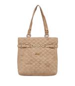 Esbeda Beige Checked Pu Synthetic Material Handbag For Women