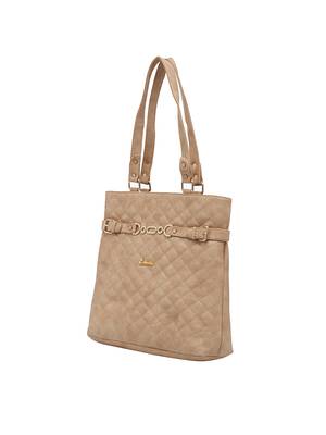Esbeda Beige Checked Pu Synthetic Material Handbag For Women 3