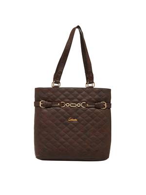 Esbeda Brown Checked Pu Synthetic Material Handbag For Women 1