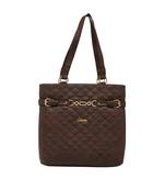 Esbeda Brown Checked Pu Synthetic Material Handbag For Women