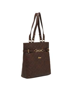 Esbeda Brown Checked Pu Synthetic Material Handbag For Women 2