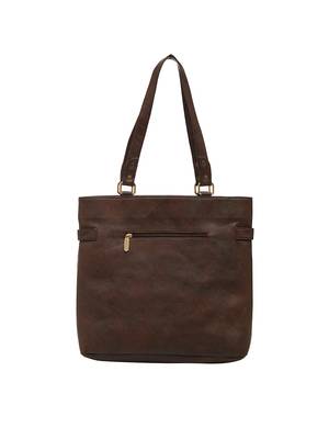 Esbeda Brown Checked Pu Synthetic Material Handbag For Women 4