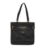 Esbeda Black Checked Pu Synthetic Material Handbag For Women