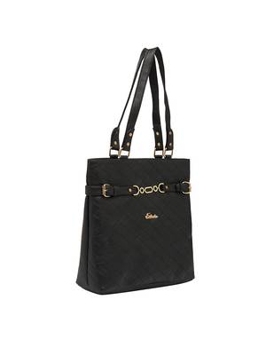 Esbeda Black Checked Pu Synthetic Material Handbag For Women 2
