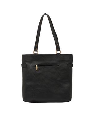 Esbeda Black Checked Pu Synthetic Material Handbag For Women 4