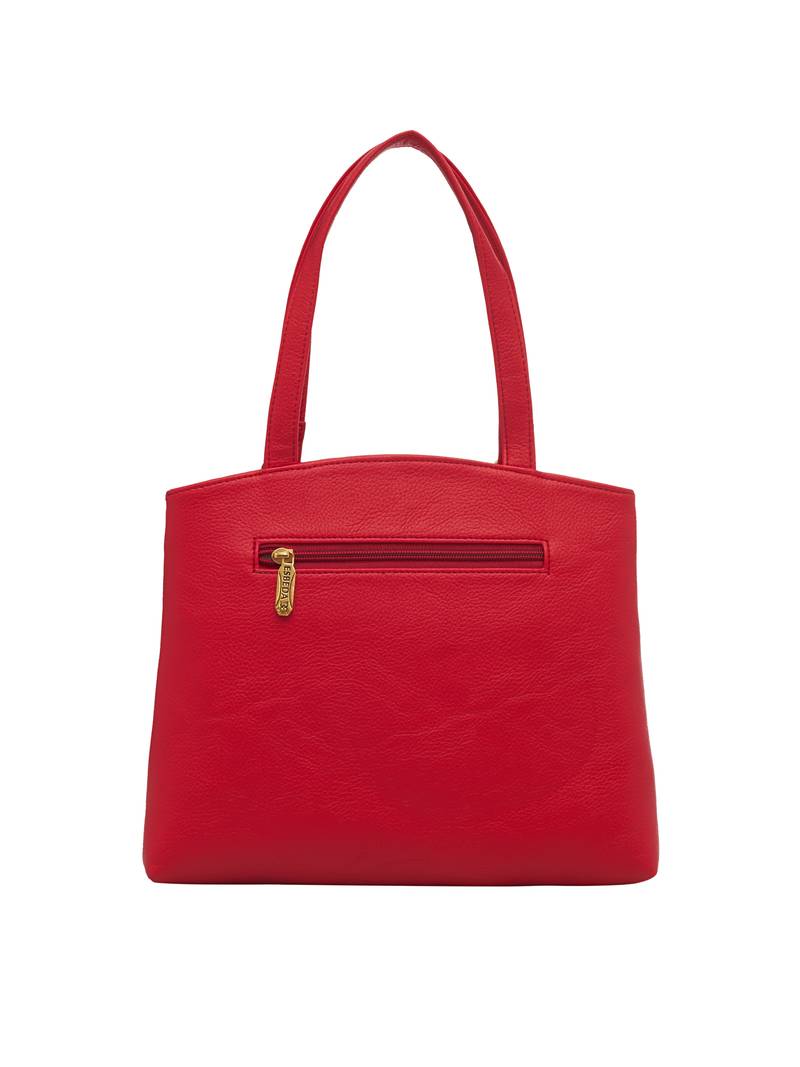 Red Color Solid Pu Synthetic Fabric Handbag For Women ESBEDA 3189566