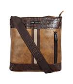 Esbeda Tan Color Mediums Size Croco Stripe Sling bag For Mens And Women.
