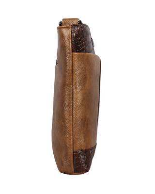 Esbeda Tan Color Mediums Size Croco Stripe Sling bag For Mens And Women. 4