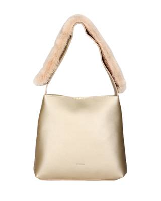 Esbeda Gold Color Magnet Closure Solid Fur Belt Handbag For Womens 1