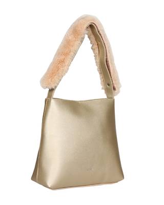 Esbeda Gold Color Magnet Closure Solid Fur Belt Handbag For Womens 3