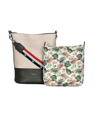 Esbeda Beige Color Magnet Closure Floral Pouch Handbag For Women 1