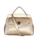 Gold Color Solid Pattern Twosided Handbag For Women