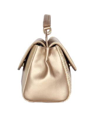 Gold Color Solid Pattern Twosided Handbag For Women 3