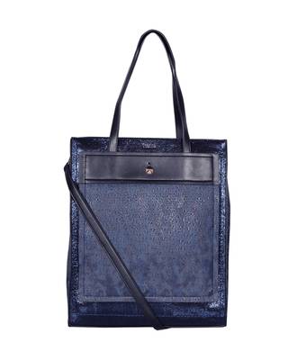 Esbeda Navy Color Printed Pattern Sparkling Sequins Handbag For Women 1