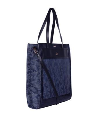 Esbeda Navy Color Printed Pattern Sparkling Sequins Handbag For Women 2