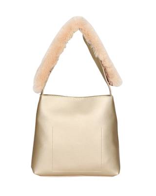 Esbeda Gold Color Magnet Closure Solid Fur Belt Handbag For Womens 8