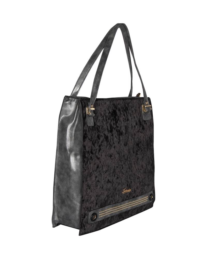 Esbeda Black Color Solid Pattern upholstery Square shaped Handbag For