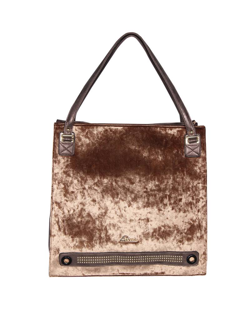 Esbeda Coffee Color Solid Pattern upholstery Square shaped Handbag For Women