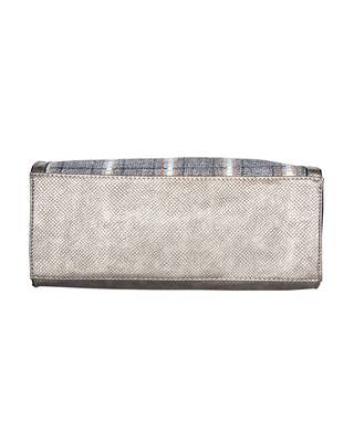 Esbeda Silver Color Checkred Pattern Bernina Jute Suede Handbag For Women 5