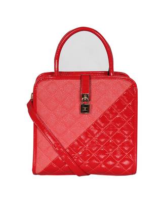 Esbeda Red Color Solid Pattern Quilted Shiny Handbag For Women 1