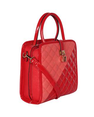 Esbeda Red Color Solid Pattern Quilted Shiny Handbag For Women 3