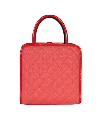 Esbeda Red Color Solid Pattern Quilted Shiny Handbag For Women 4